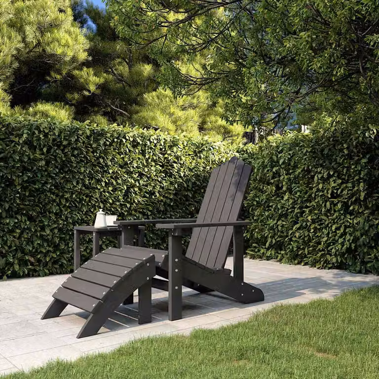 Sedia da giardino Adirondack con poggiapiedi vidaXL, colore antracite in HDPE resistente ai raggi UV