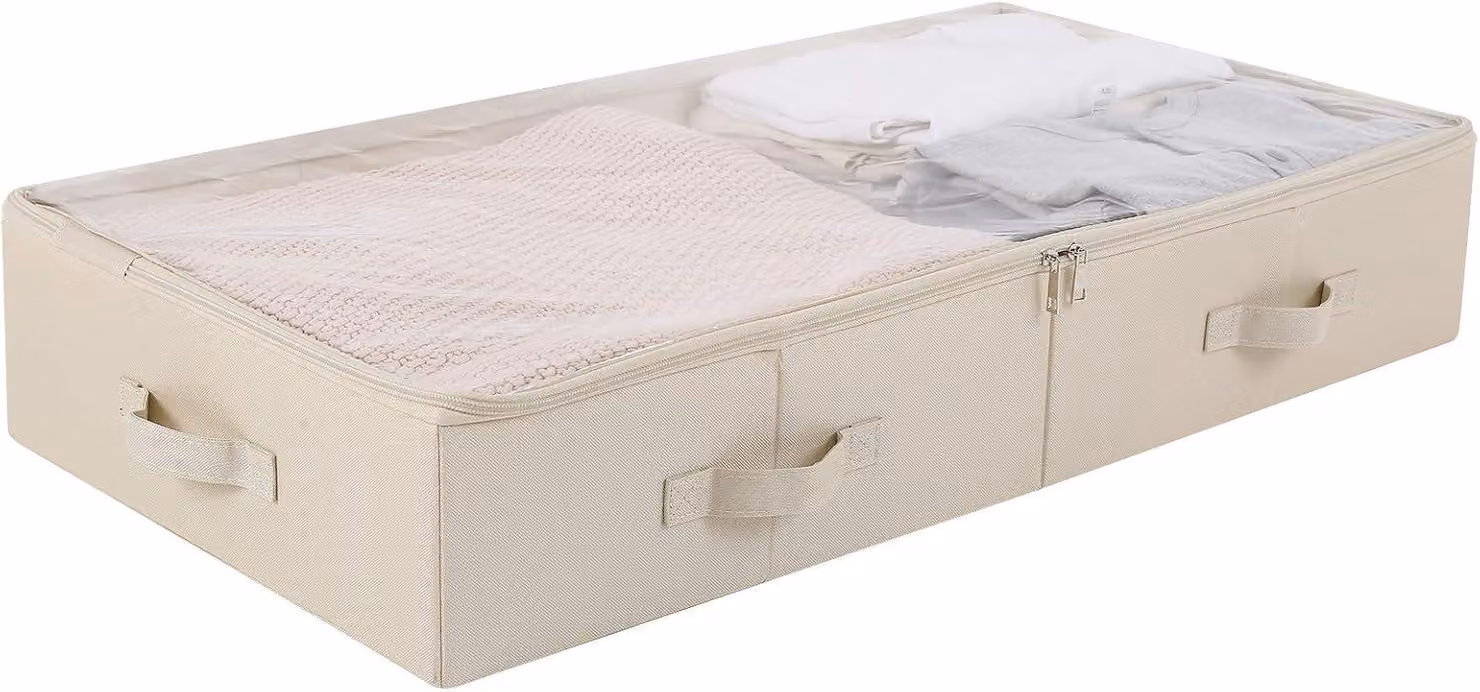 Contenitori per la conservazione, dimensioni 85 x 43 x 15 cm, con coperchio trasparente, color beige, ideali per scarpe