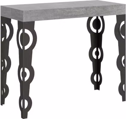 Consolle allungabile Itamoby Karamay Small Premium con telaio Antracite e finitura Cemento L/P/H: 90 x 40 / 196 x 77 cm