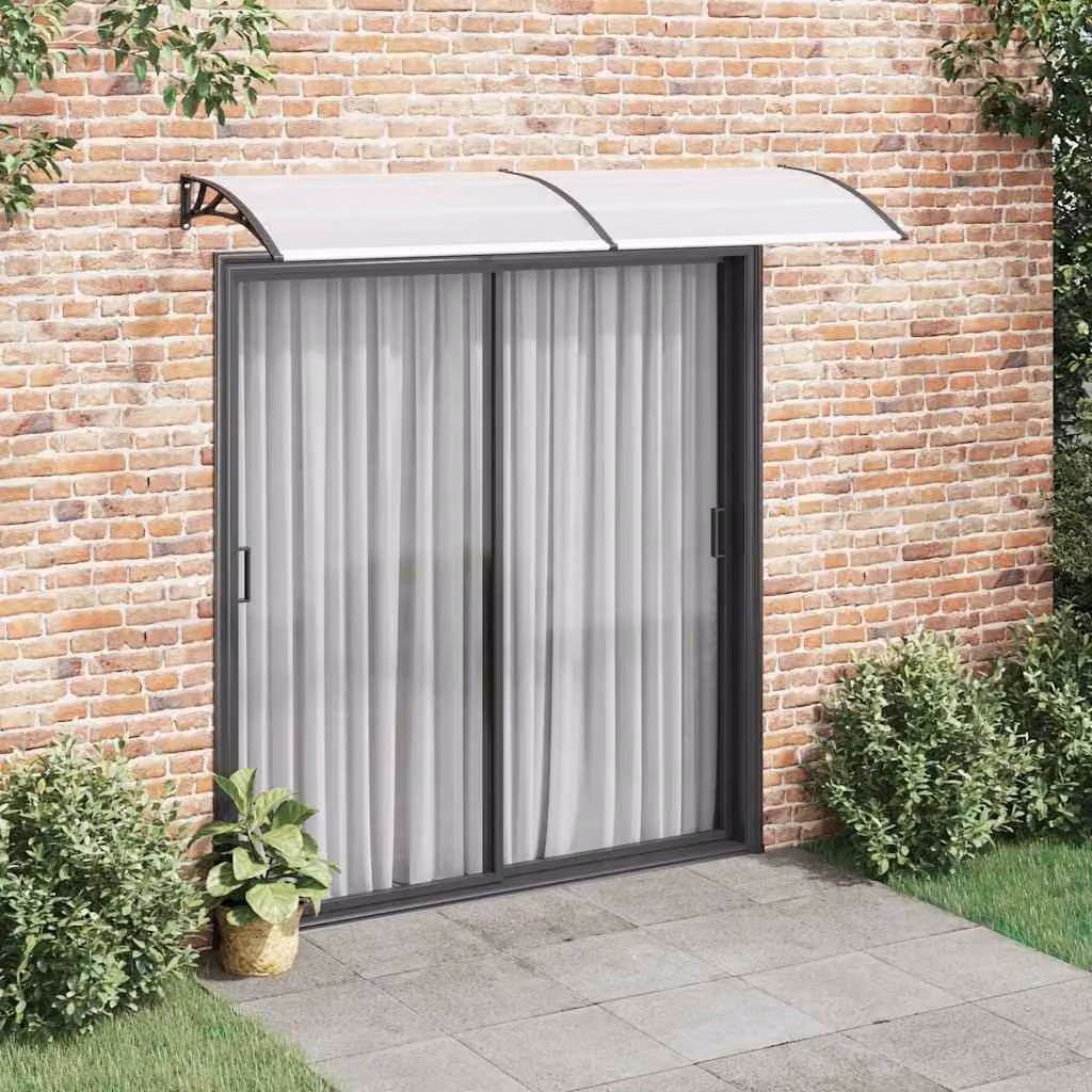 Pensilina per porta vidaXL nera e trasparente in policarbonato L: 240 cm, P: 75 cm