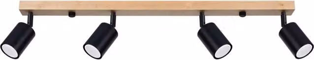 Lampada da soffitto moderna Sollux Lighting con 4 luci regolabili in metallo nero e legno – 1