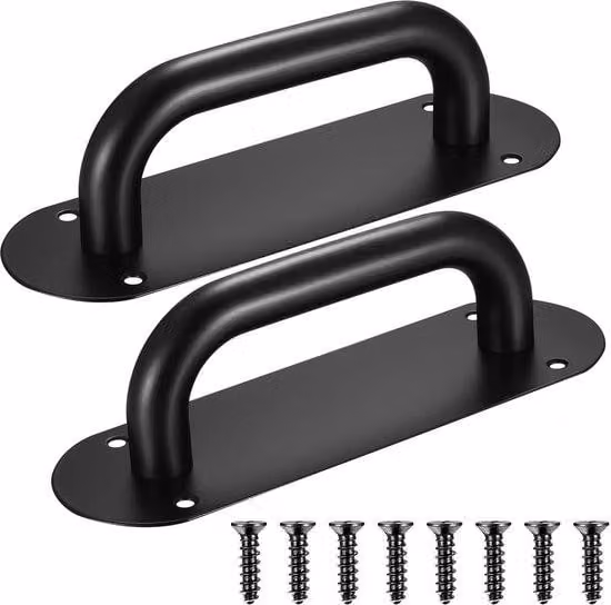 Ibenzoa® Set di 2 maniglie per porte scorrevoli, acciaio inossidabile nero, dimensioni 200 x 65 mm – adatte per interni ed esterni, complete di viti di fissaggio, montaggio semplice