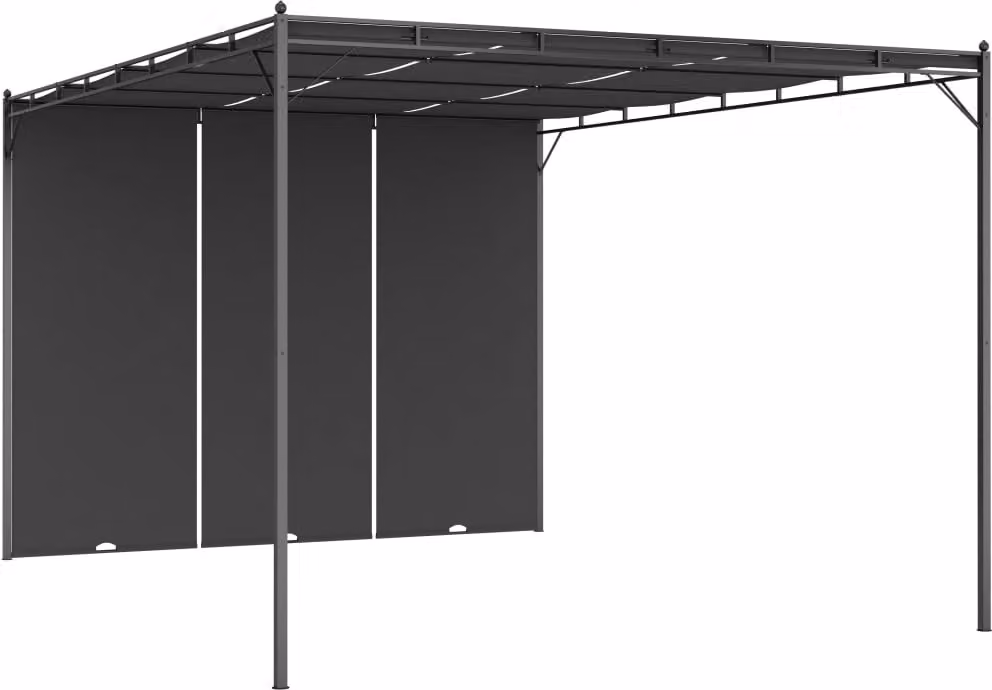 Padiglione da giardino con tenda laterale 4x3x2,25 m antracite The Living Store