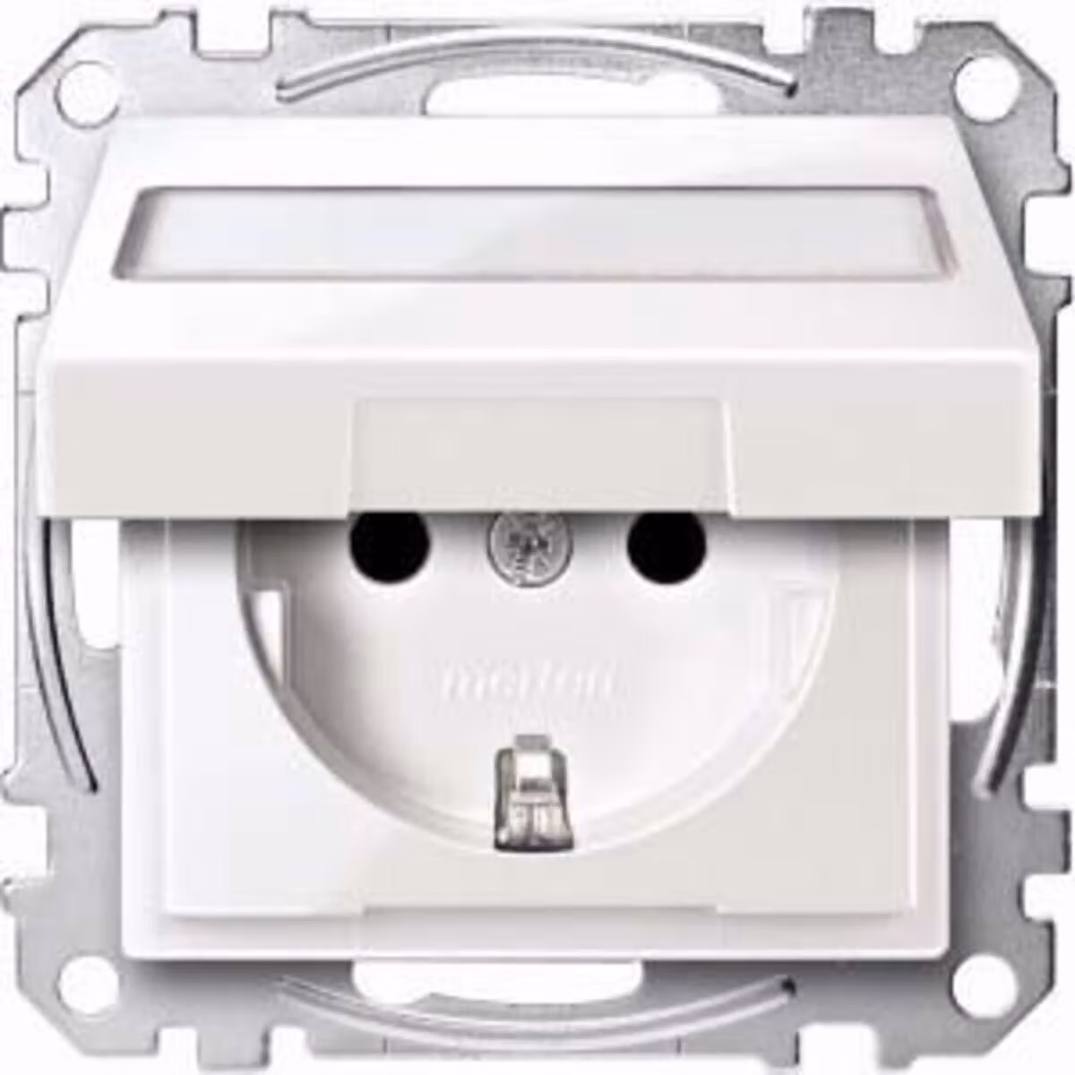 Presa SCHUKO con coperchio ribaltabile, interruttore per luce e scrittura, BRS, StK, polarizzata lucida, Sys.M