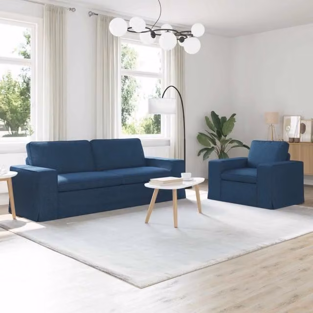 Set di divani 2 pz Blu Tessuto 3407594