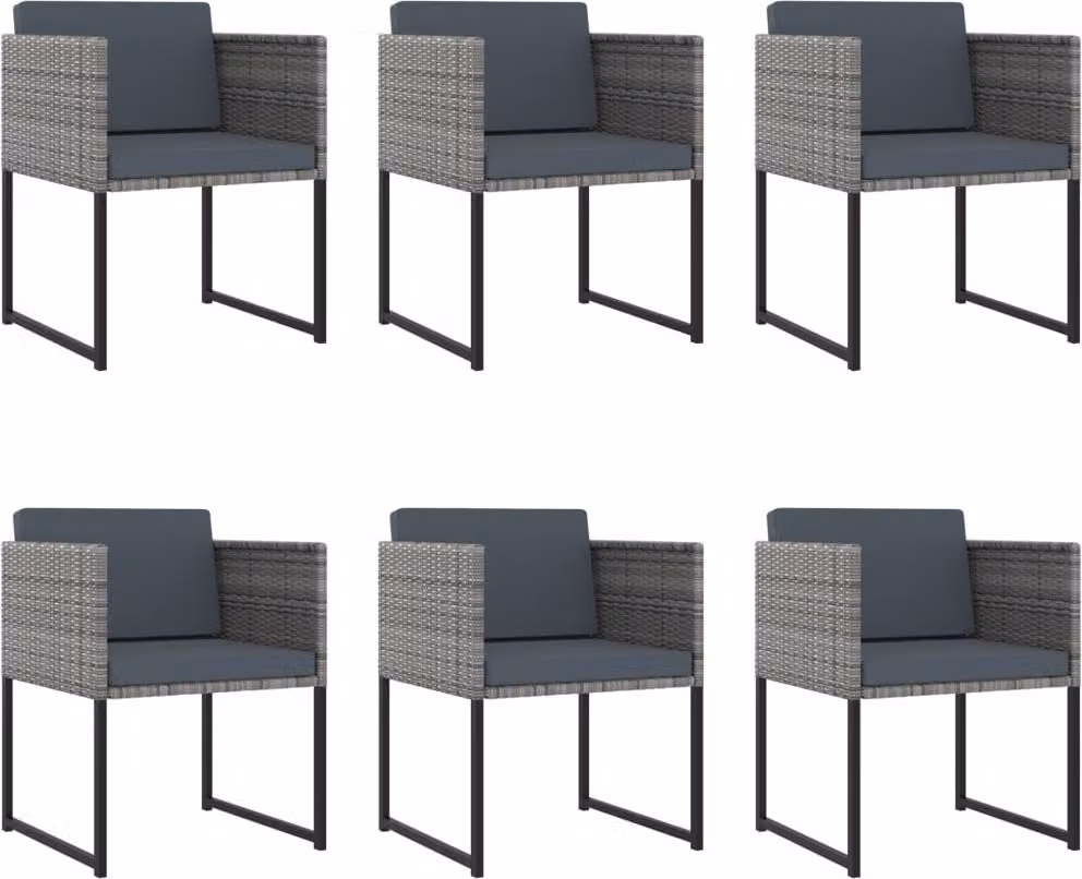 Set Pranzo da Giardino 11 pz con Cuscini in Polyrattan Grigio