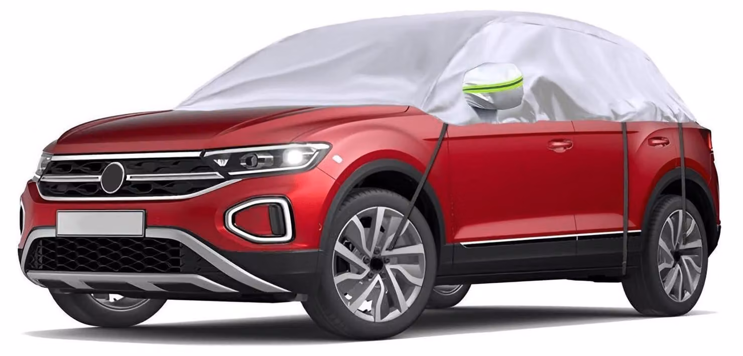 Copertura impermeabile per auto, adatta a VW T-ROC dal 2017 al 2024, tipo "mezza garage", colore argento, resistente ai raggi UV, antipolvere e resistente alla neve
