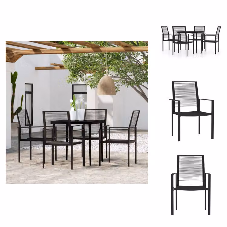 vidaXL Set da pranzo da giardino 5 pezzi nero - Set di mobili da giardino