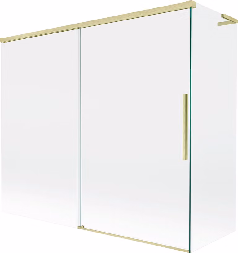 Mexen Rox L paratia per vasca da bagno a 2 ante scorrevole 180 + 80 x 150 cm, trasparente, oro spazzolato - 8C9L-180-080-55-00