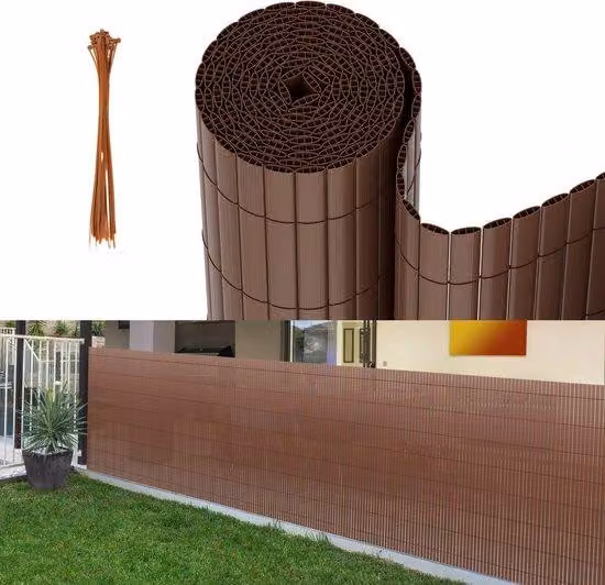 Recinzione da giardino in PVC per garantire la privacy – 0,8 x 5 m – Delimitazione del giardino e copertura per balcone – Marrone