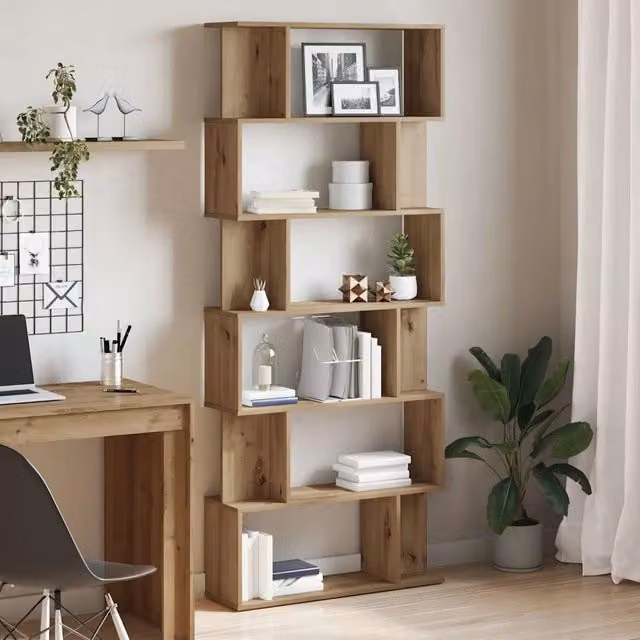 Libreria a muro Design Mania in legno e MDF marrone con design classico per soggiorno L: 80 cm, P: 24 cm, H: 192 cm