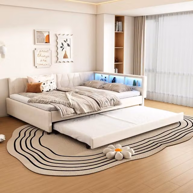 Letto giorno funzionale in lino 140x200 cm