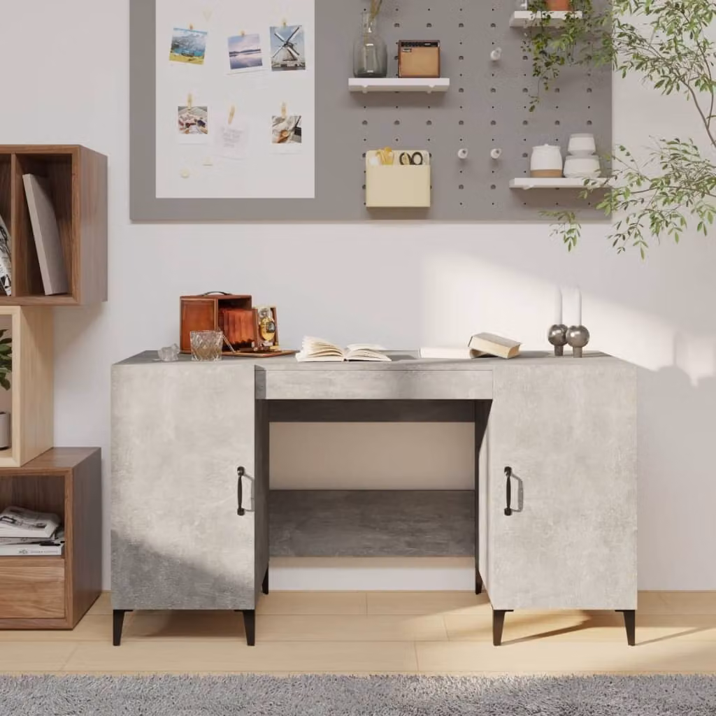 Maison Exclusive - Scrivania grigio cemento 140x50x75 cm Materiale ligneo