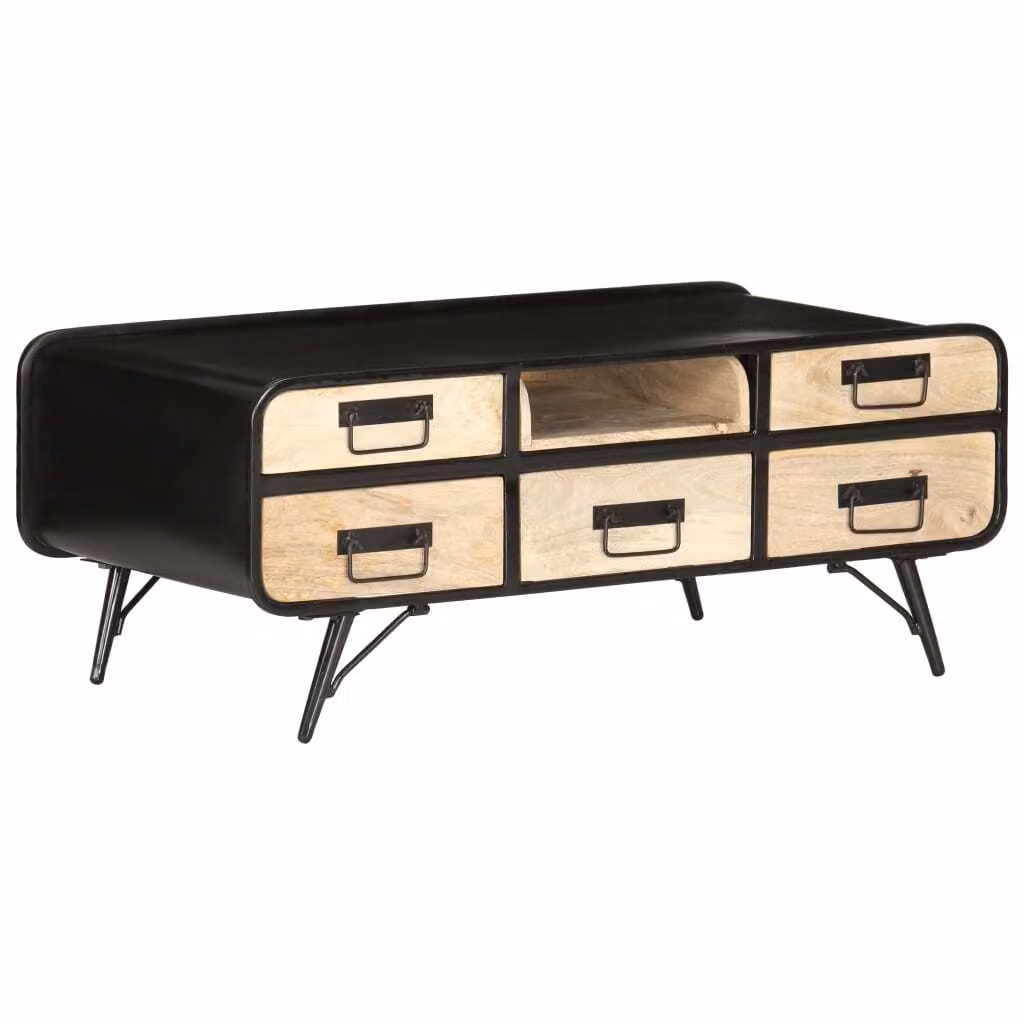 Tavolino The Living Store 100×50×40 cm in legno massiccio di mango