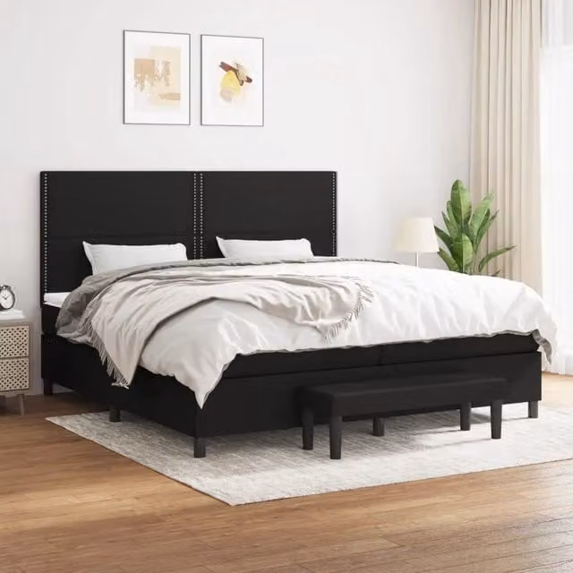 Letto Ibrido con Giroletto a Molle e Materasso vidaXL, Colore Nero e Bianco, L/P/H: 200 x 200 x 28 cm – 1