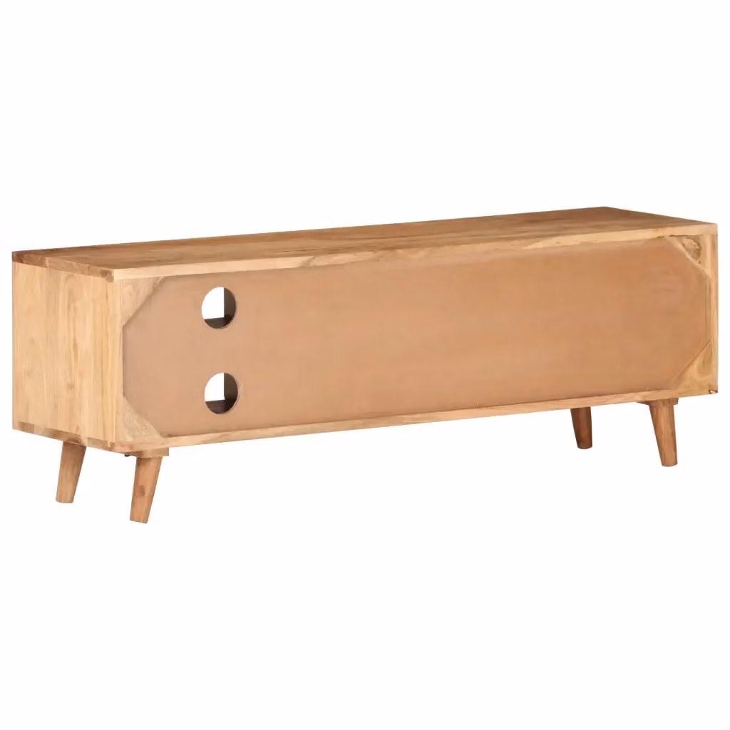 Mobile Porta TV Moderno vidaXL in Legno di Acacia Marrone e Nero L/P/H: 115 x 30 x 39 cm – 2
