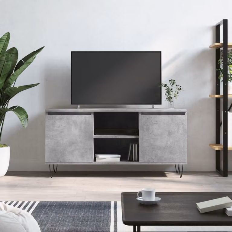 vidaXL Mobile Porta TV Moderno Grigio Cemento in Legno e Metallo L: 104 cm, P: 35 cm, H: 50 cm