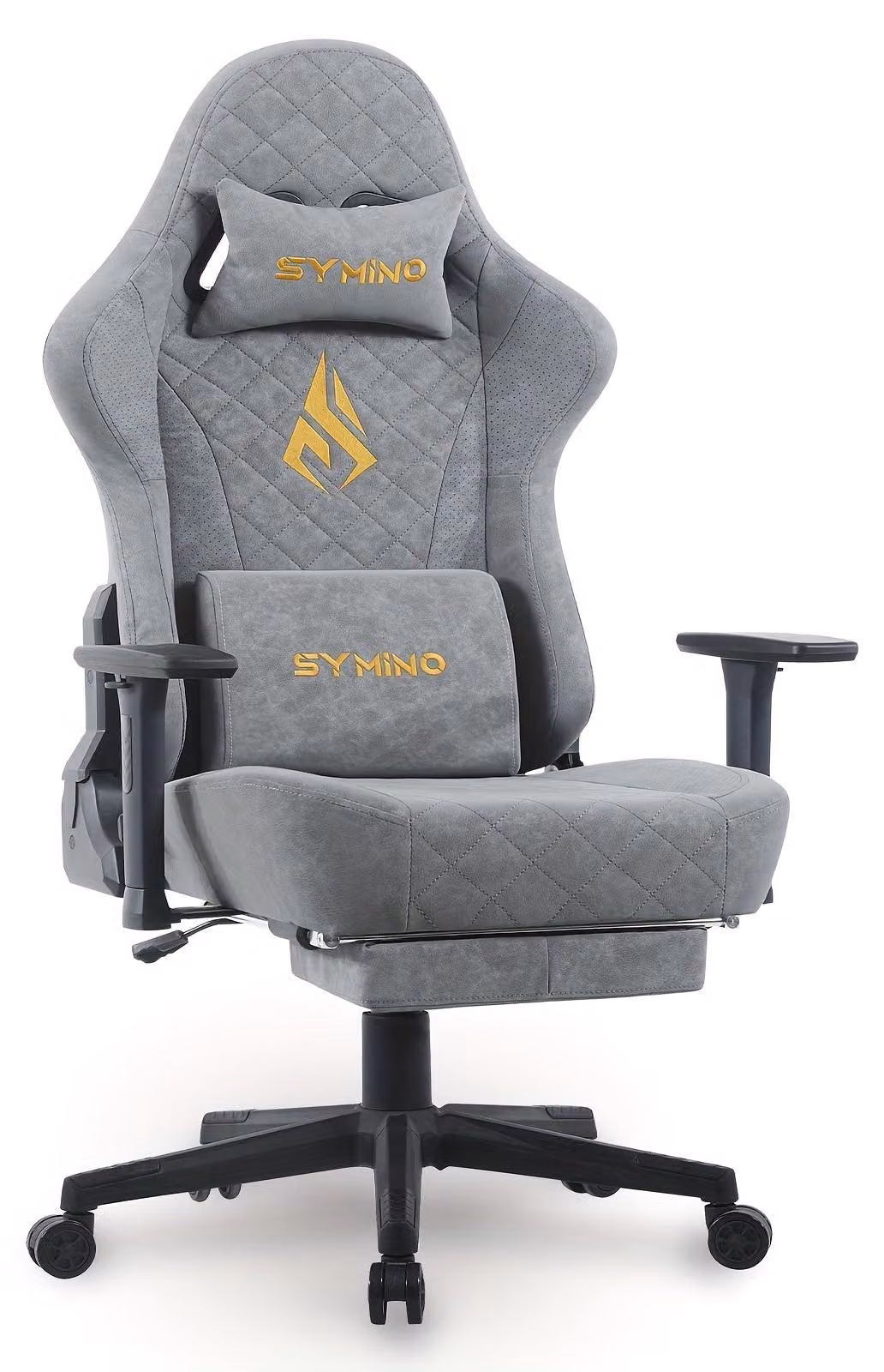Sedia da gaming - Sedia da ufficio - Sedia per giocatori - Colore: nero e grigio - Ergonomica - Schienale e poggiapiedi regolabili