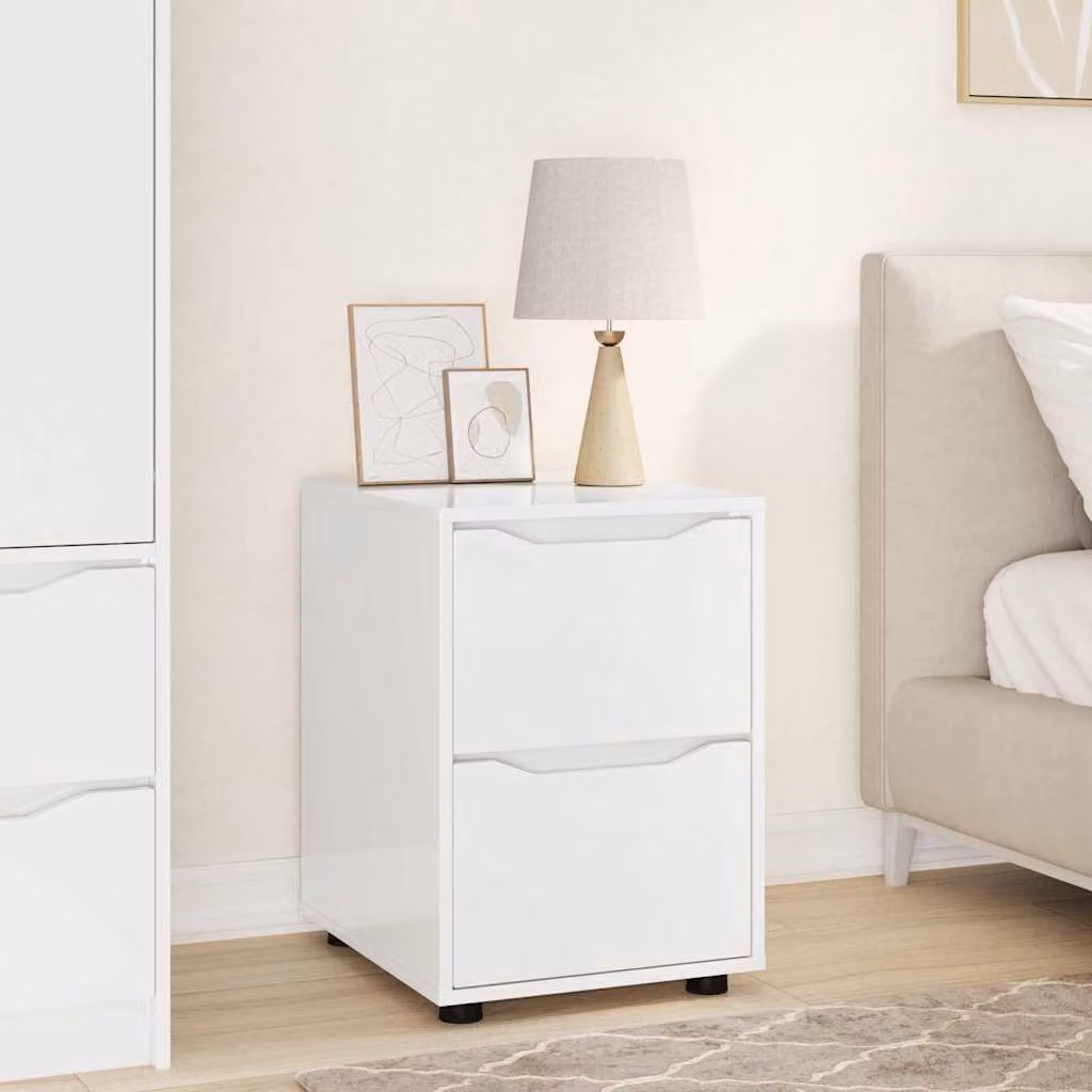 Armadio moderno vidaXL in legno MDF bianco lucido L 40 cm x P 48 cm x H 57 cm