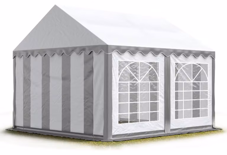 TOOLPORT Tendone per feste 3x3 m PVC grigio-bianco 100% impermeabile Tendone da esterno Tenda party