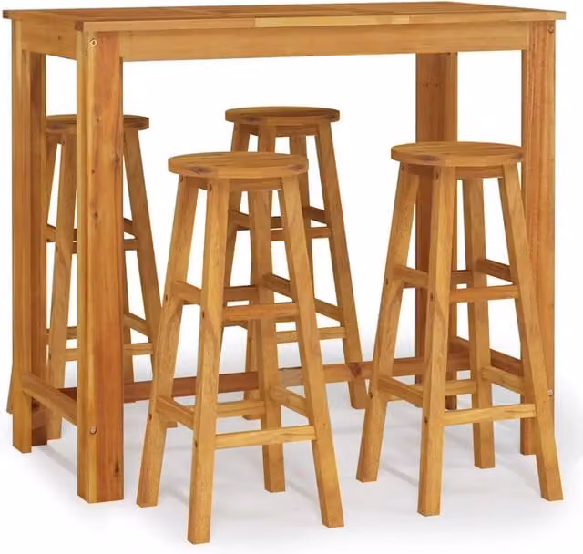 Set da Bar da Giardino 5 pz in Legno di Acacia Marrone