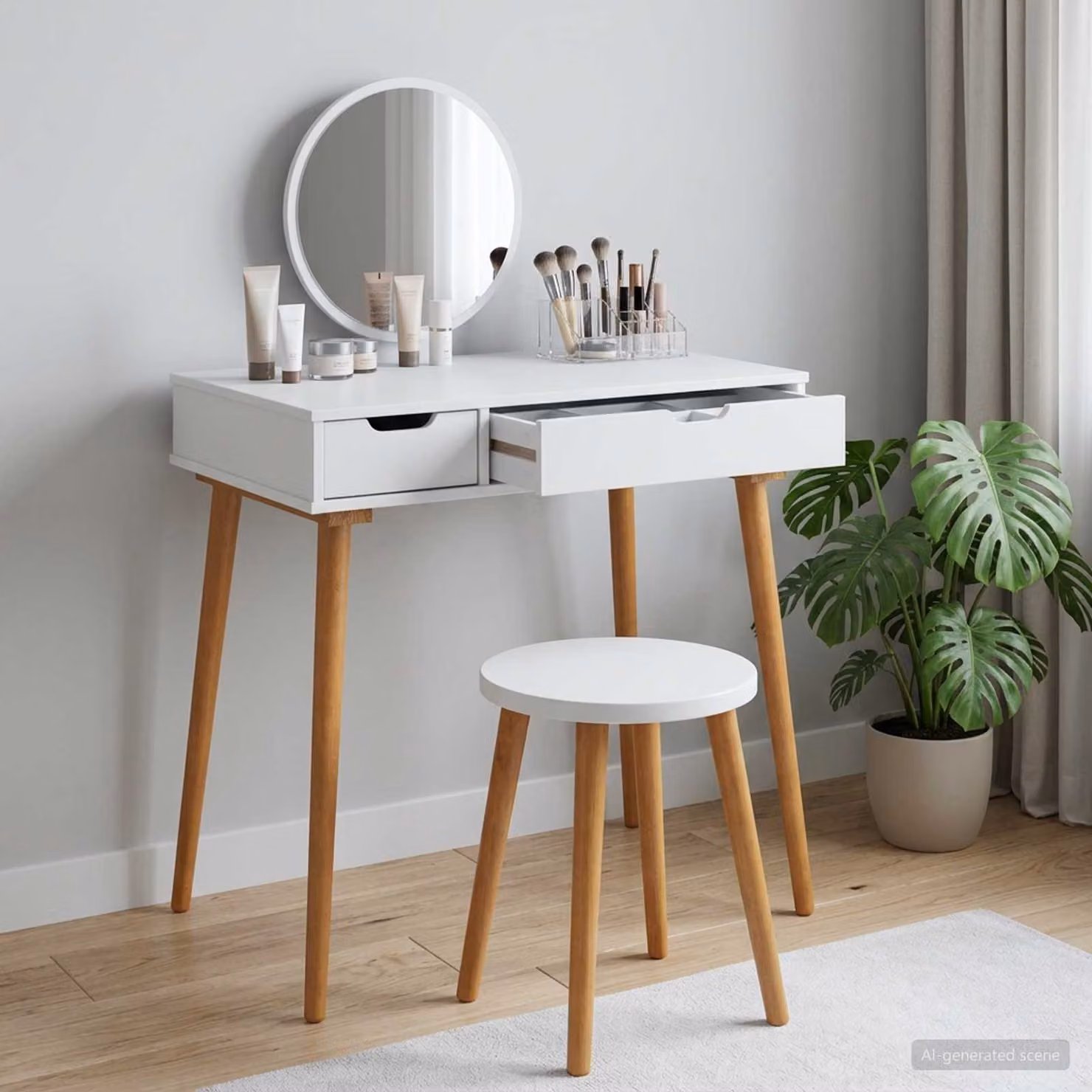 vidaXL Tavolo da Trucco FAUSKE Bianco in Legno di Pino L: 76 cm, P: 50 cm, H: 78 cm