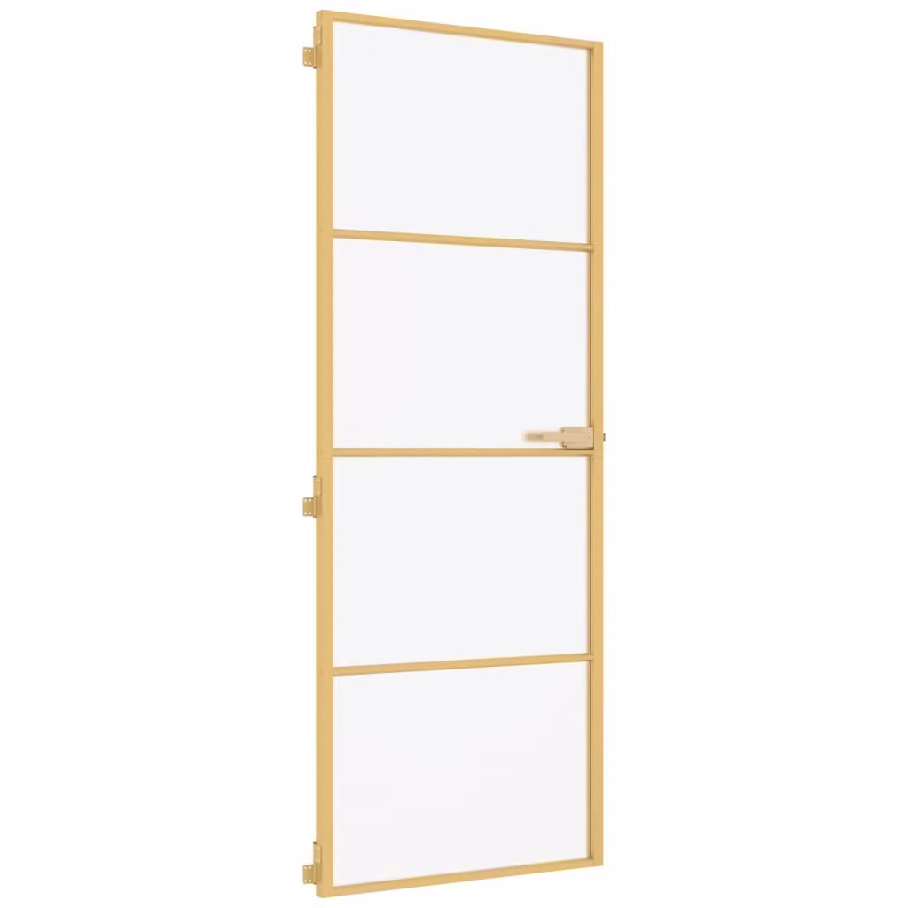Porta Interni Sottile Oro 76x201,5cm Vetro Temperato Alluminio