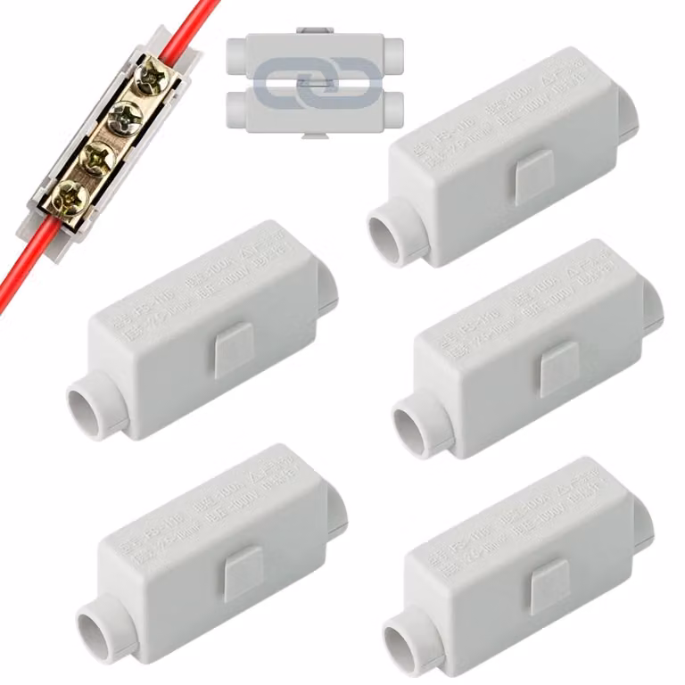 5 connettori passanti e morsetti per lampade, bipolari, da 2,5 a 16 mm²