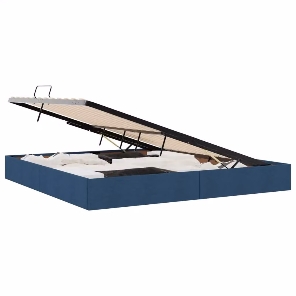 Letto ottomano moderno vidaXL con contenitore a sollevamento in tessuto blu L: 200 cm, P: 200 cm, H: 28 cm – 2