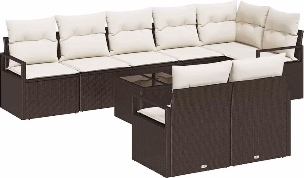 Set di divani 9 pcs Marrone polyrattan