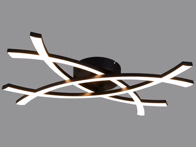 Plafoneiera a LED, nera, 2500 lm, larghezza 60 cm
