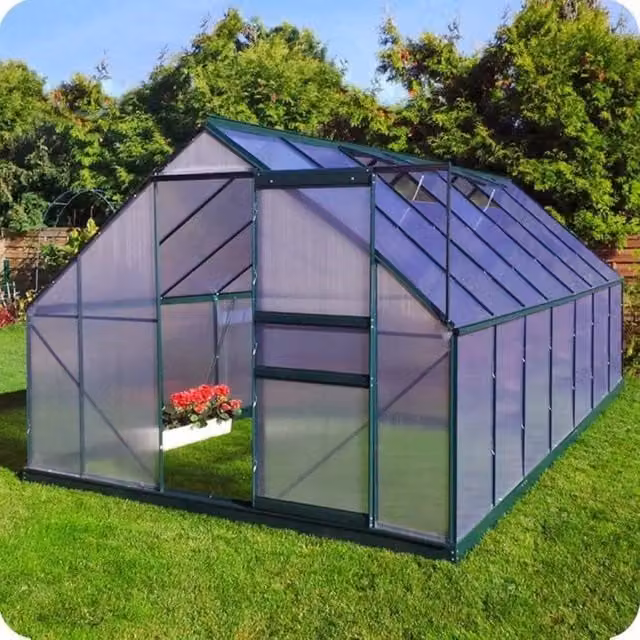 Serra Ezooza Gran Torino in Alluminio e Policarbonato Alveolare da 6mm con Base Inclusa, Grigia, L: 250 cm, P: 430 cm