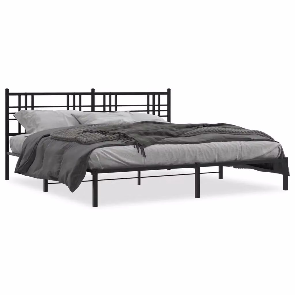 Giroletto con testiera in metallo nero vidaXL L: 198 cm, P: 207 cm, H: 90 cm – 2