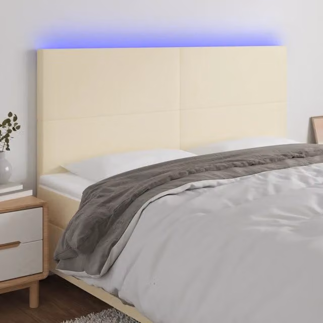 Testiera con LED e porta di ricarica USB vidaXL in similpelle beige L: 200 cm, H: 128 cm, P: 5 cm