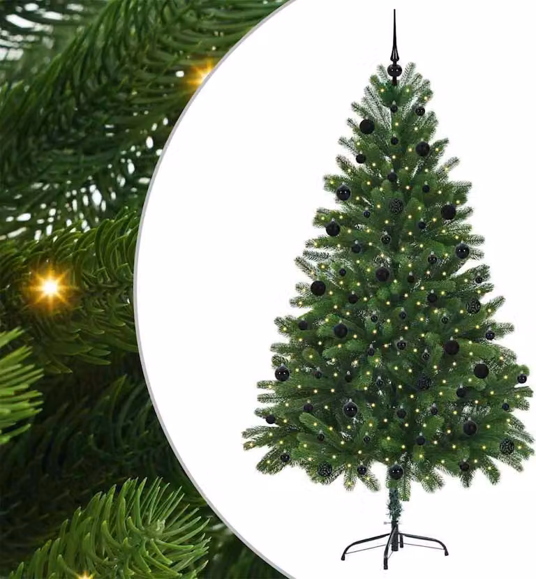 vidaXL Albero di Natale con 300 LED con supporto Verde 210 cm PE