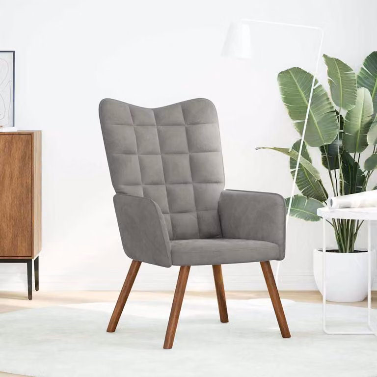 vidaXL Sedia Relax Grigio Chiaro in Velluto
