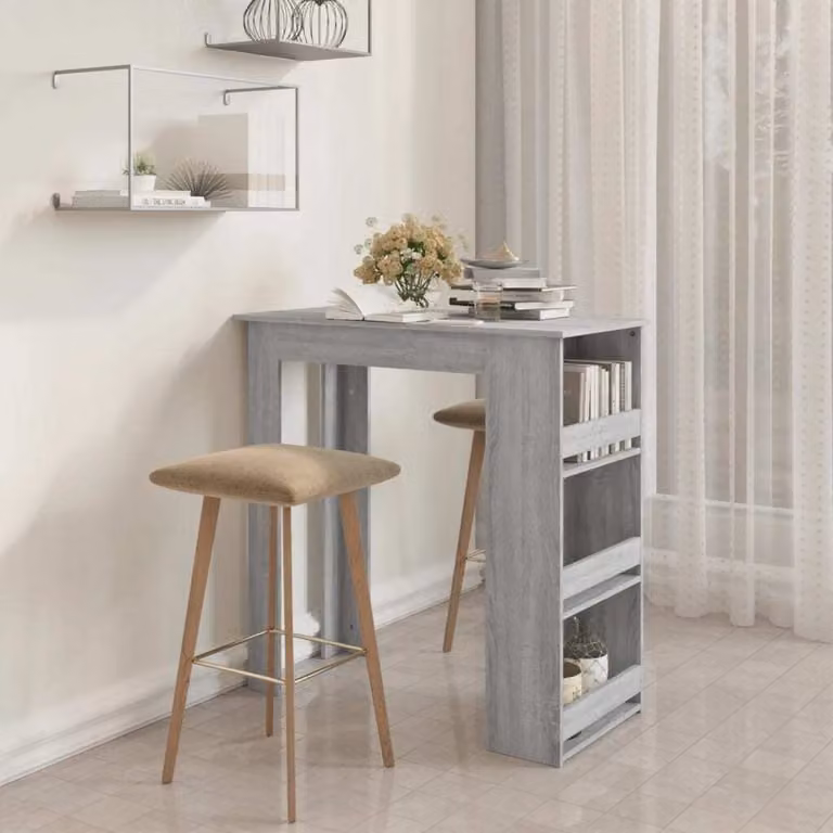 The Living Store Tavolo da bar con ripiano grigio Sonoma 102x50x103,5 cm in materiale ligneo