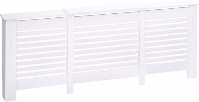 Mobile Copricalorifero Regolabile con Mensola Superiore in MDF Bianco, 140-202x19x82.5cm, Copritermosifone Moderno per Casa