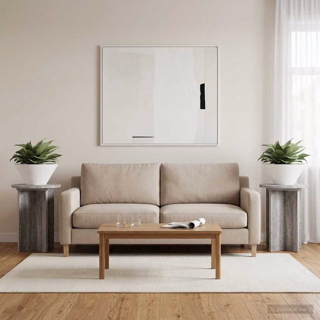 Set di 2 supporti per piante vidaXL in legno MDF, colore Grigio Sonoma, Ø 29,5 x 40 cm