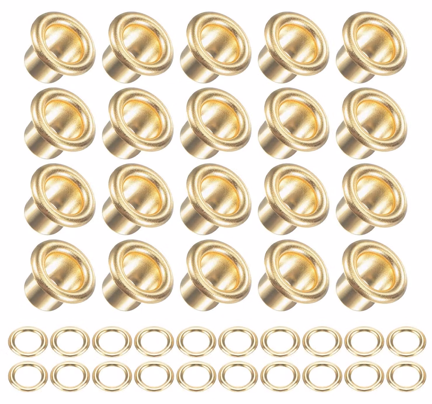 Occhielli con rondelle, dimensioni 10,5x6x7 mm, confezione da 100 pezzi, lega dorata