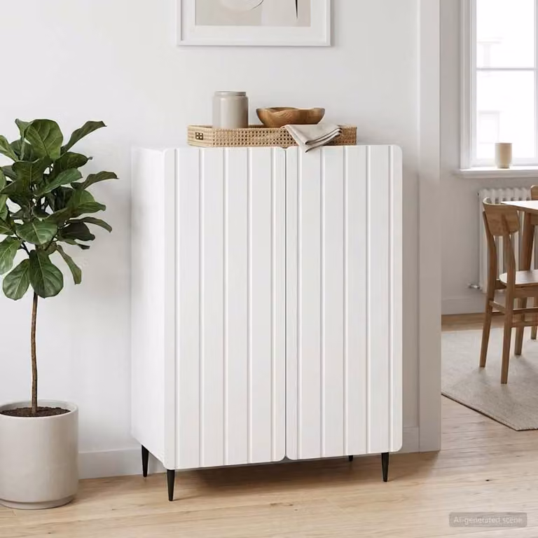 Credenza moderna vidaXL in legno ingegnerizzato e metallo, Bianco, L 66 x P 34,5 x H 92 cm