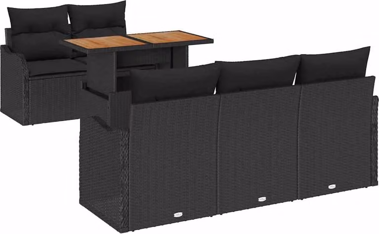 Set Divano da Giardino con archiviazione 6 pcs Nero Poly Rattan