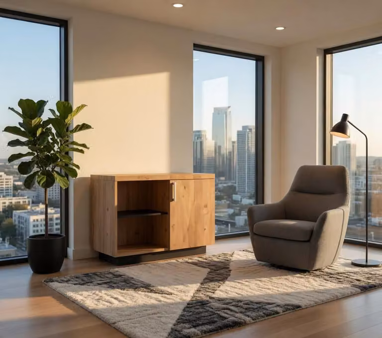 Credenza dal design in legno naturale per interni moderni
