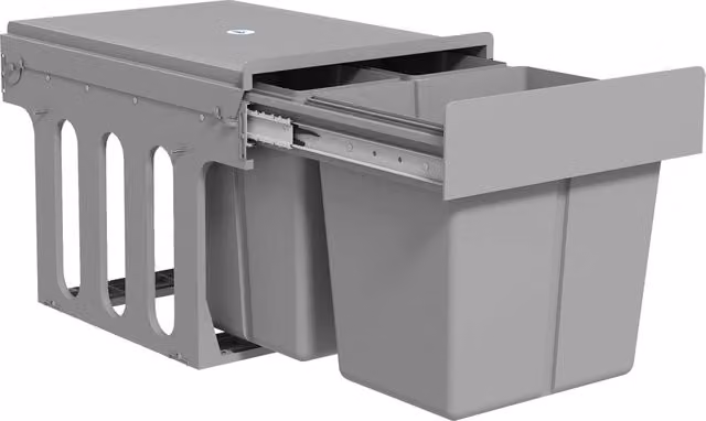 Pattumiera estraibile sottolavello HOMCOM con 3 contenitori da 31L in plastica, colore grigio