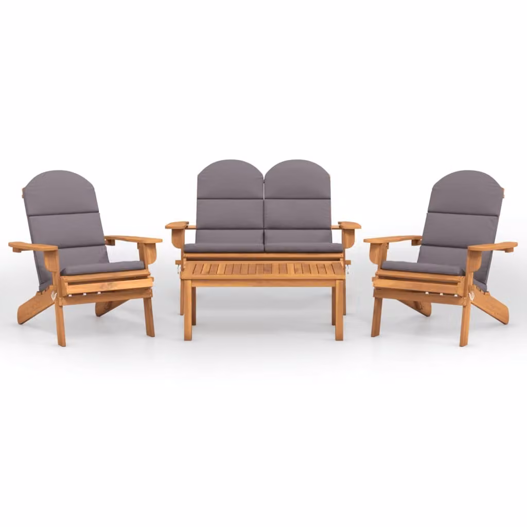 Set Salotto da Giardino Adirondack 4pz Legno Massello di Acacia
