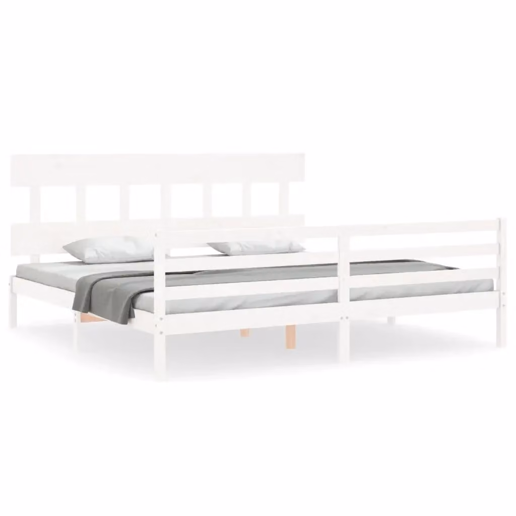Letto con Testiera in Legno Massello di Pino Bianco vidaXL 200x200 cm – 2