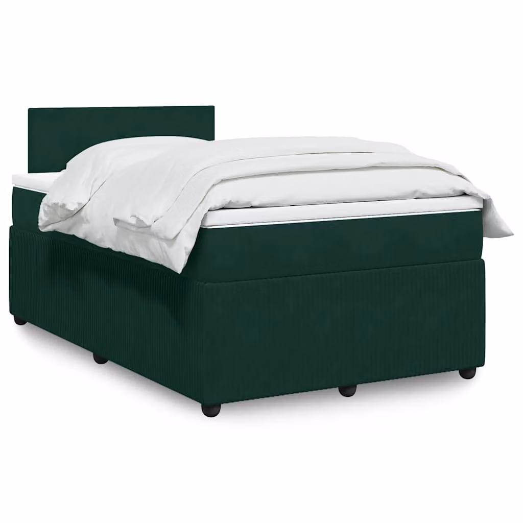 Giroletto a molle con materasso vidaXL in velluto verde scuro e bianco, L/P/H: 120 x 190 x 100,5 cm – 1