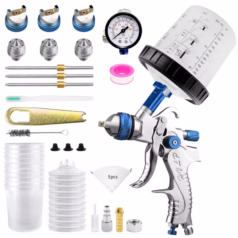 Pistola a spruzzo professionale, completa di 10 contenitori monouso da 650 ml e 3 ugelli
