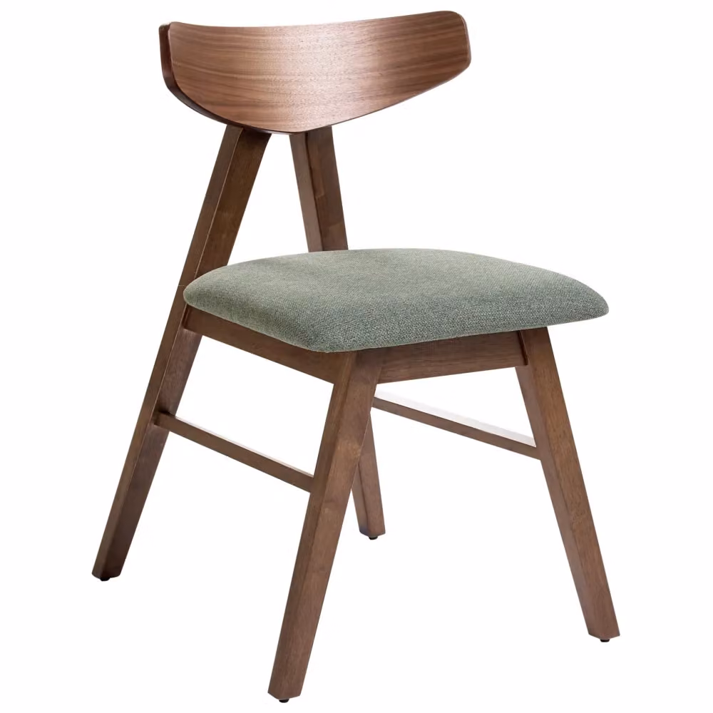 Set di 2 sedie da pranzo Beliani IT in poliestere marrone e verde con struttura in legno di gomma e seduta imbottita per cucina e sala da pranzo L/P/H: 120 x 48 x 58 cm – 2