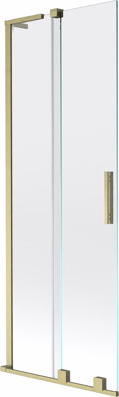 Mexen Velar L paratia per vasca da bagno a 2 ante scorrevoli 75 x 150 cm, trasparente, oro spazzolato - 896-075-003-01-55